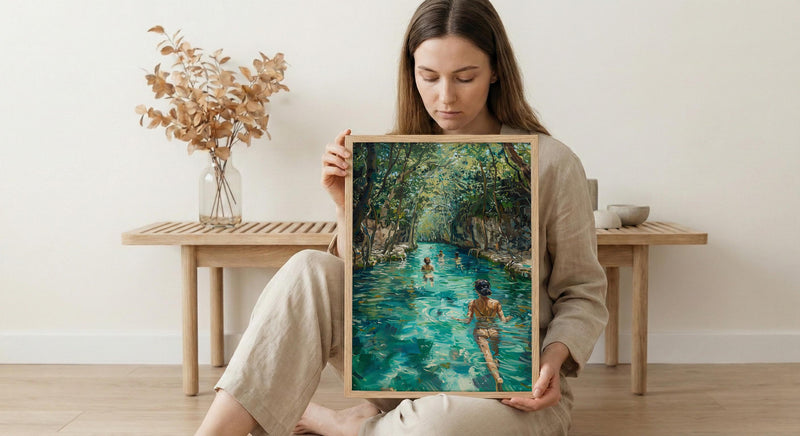 Tulum Mexico Cenote Poster, Tropical Jungle Travel Home Decor - Crystal Clear Turquoise Water View