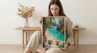 Cancun Mexico Beach Wall Art, Caribbean Sea Travel Decor - Bright Turquoise Summer Ocean View