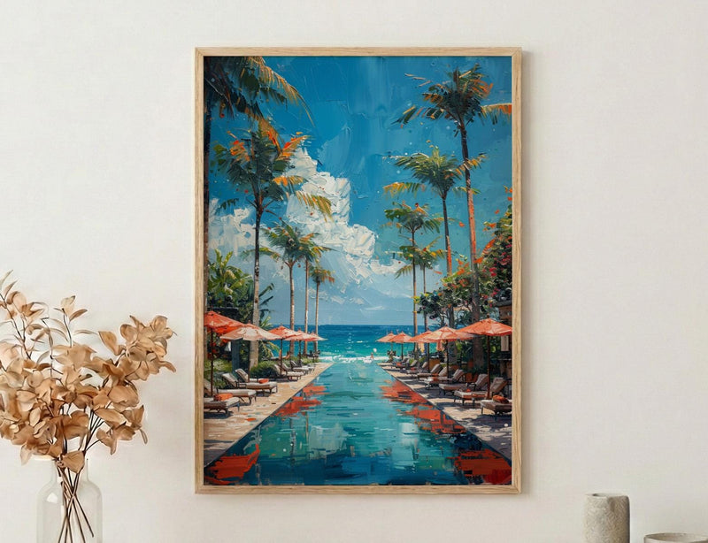 Bali Beach Club Art, Ocean Infinity Pool - Summer Parasol Decor