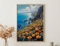 Jeju Island Wall Art, Volcanic Coast Decor - Black Rock Landscape