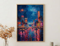 Las Vegas Strip Wall Art, Glowing Neon City Decor - Warm Summer Night Skyline