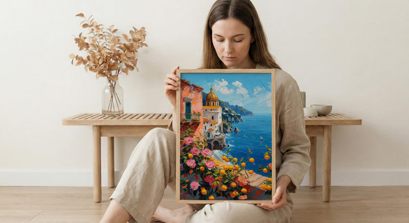 Amalfi Coast Art Print, Italy Coastal Decor - Lemon Tree Poster
