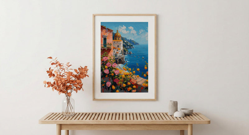 Amalfi Coast Art Print, Italy Coastal Decor - Lemon Tree Poster