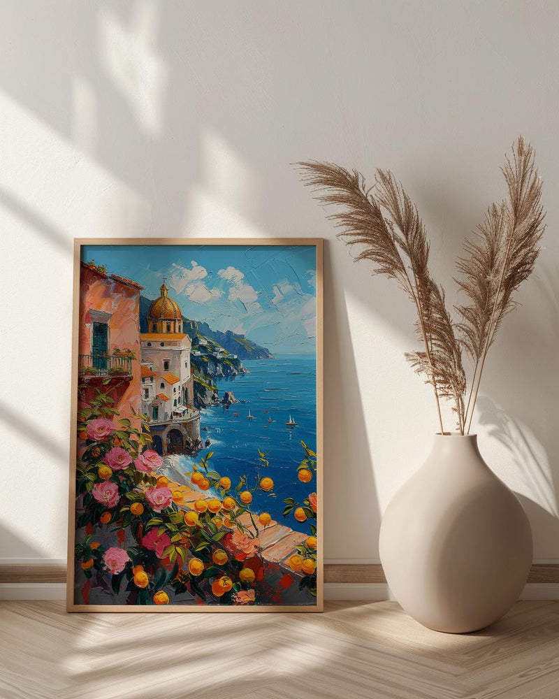 Amalfi Coast Art Print, Italy Coastal Decor - Lemon Tree Poster