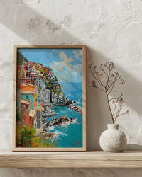 Cinque Terre Art Print, Italy Coastal Decor - Pastel House Print