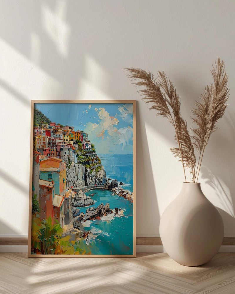 Cinque Terre Art Print, Italy Coastal Decor - Pastel House Print