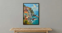 Cinque Terre Art Print, Italy Coastal Decor - Pastel House Print