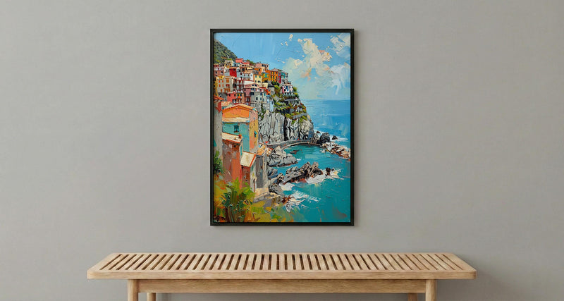 Cinque Terre Art Print, Italy Coastal Decor - Pastel House Print