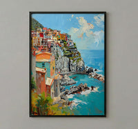 Cinque Terre Art Print, Italy Coastal Decor - Pastel House Print