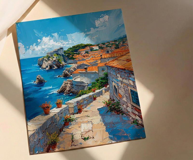 Dubrovnik Wall Art, Croatia Ocean Decor - Historic Stone Print