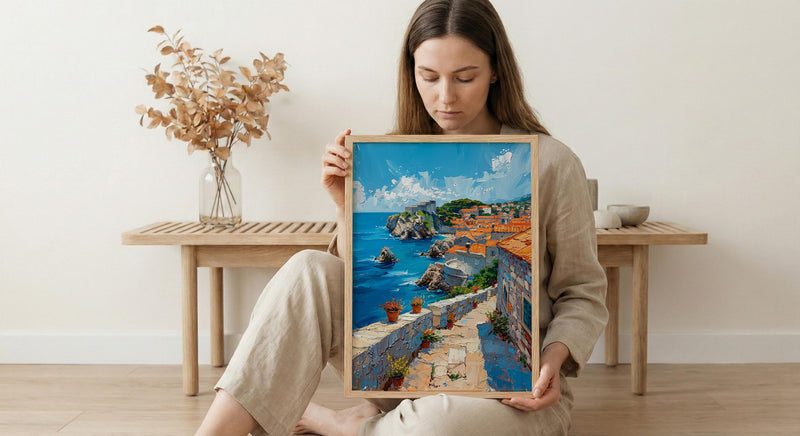 Dubrovnik Wall Art, Croatia Ocean Decor - Historic Stone Print