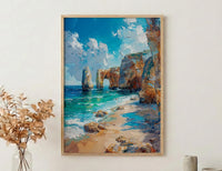 Algarve Portugal Poster, Ocean Cliff Decor - Turquoise Sea Art
