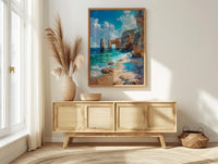 Algarve Portugal Poster, Ocean Cliff Decor - Turquoise Sea Art