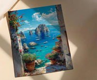Capri Italy Wall Art, Faraglioni Rock Decor - Blue Ocean Poster