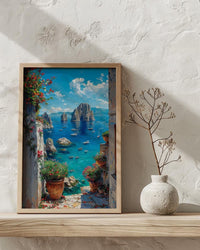 Capri Italy Wall Art, Faraglioni Rock Decor - Blue Ocean Poster