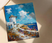 Mykonos Windmill Poster, Greece Decor - Golden Hour Art Print