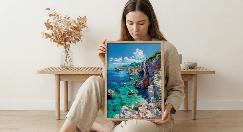 Corsica Art Print, France Coastal Decor - Red Granite Cliff