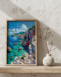 Corsica Art Print, France Coastal Decor - Red Granite Cliff