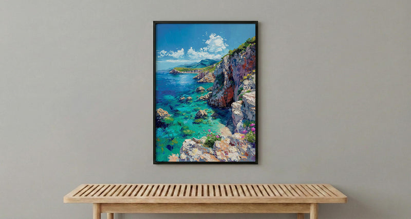 Corsica Art Print, France Coastal Decor - Red Granite Cliff