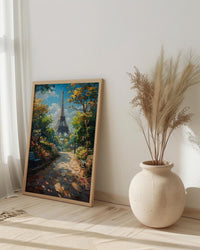 Paris Eiffel Tower Art, France City Decor - Lush Green Park