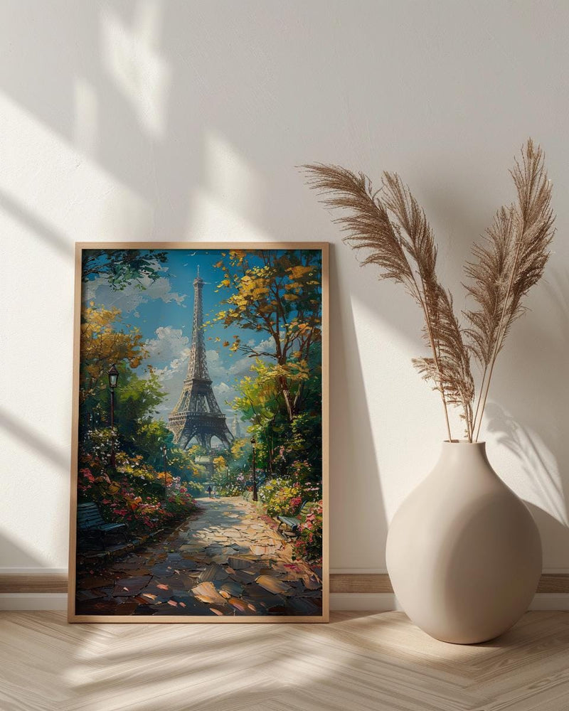 Paris Eiffel Tower Art, France City Decor - Lush Green Park