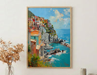 Cinque Terre Art Print, Italy Coastal Decor - Pastel House Print