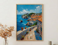 Dubrovnik Wall Art, Croatia Ocean Decor - Historic Stone Print