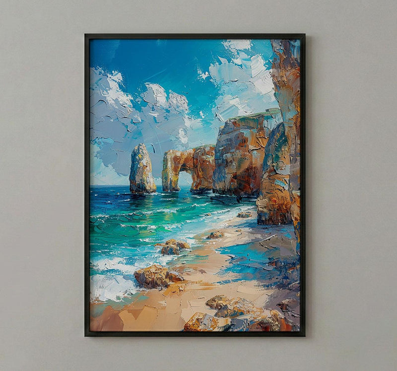 Algarve Portugal Poster, Ocean Cliff Decor - Turquoise Sea Art