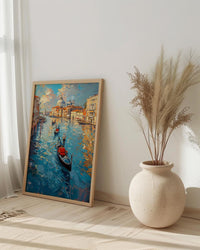 Venice Canal Wall Art, Italy City Decor - Black Gondola Print