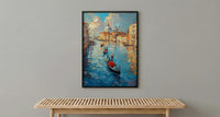 Venice Canal Wall Art, Italy City Decor - Black Gondola Print