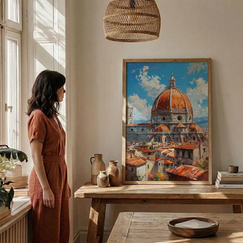 Florence Duomo Poster, Italy City Decor - Terracotta Dome Art
