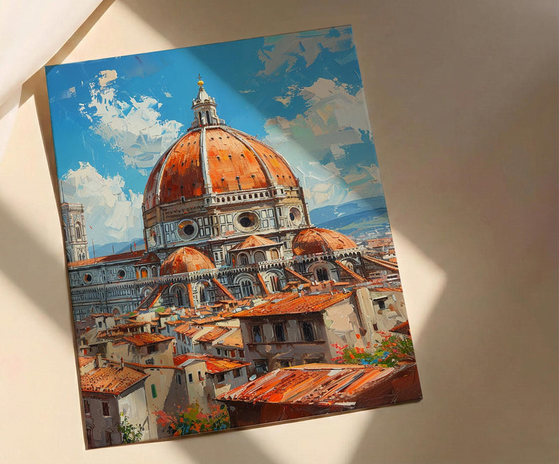 Florence Duomo Poster, Italy City Decor - Terracotta Dome Art