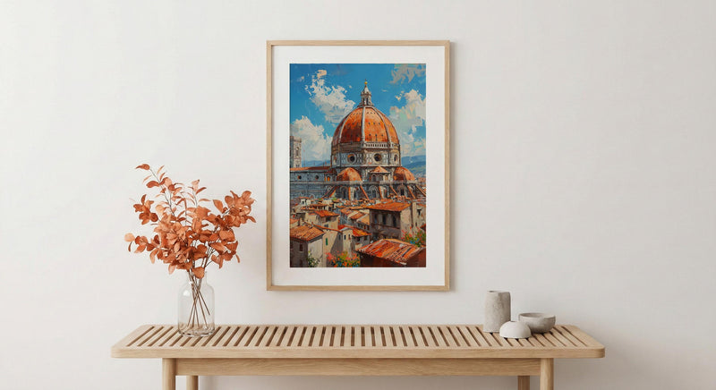 Florence Duomo Poster, Italy City Decor - Terracotta Dome Art