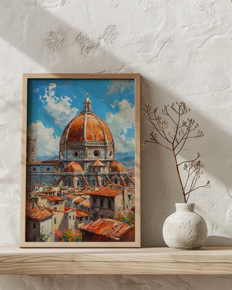 Florence Duomo Poster, Italy City Decor - Terracotta Dome Art
