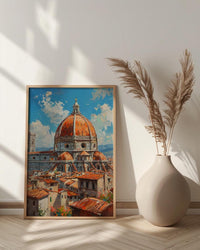Florence Duomo Poster, Italy City Decor - Terracotta Dome Art