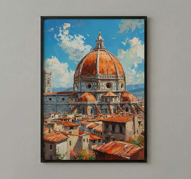 Florence Duomo Poster, Italy City Decor - Terracotta Dome Art