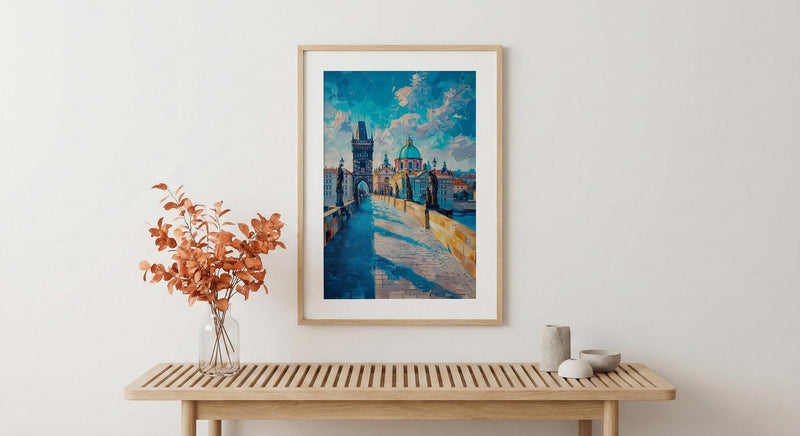 Prague Bridge Art Print, Czech Republic Decor - Historic Statue