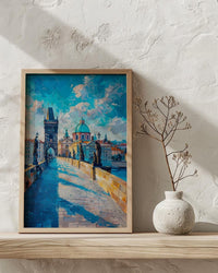 Prague Bridge Art Print, Czech Republic Decor - Historic Statue