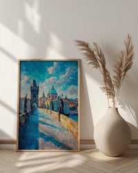 Prague Bridge Art Print, Czech Republic Decor - Historic Statue