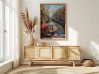 Amsterdam Canal Poster, Netherlands Decor - Vintage Bicycle