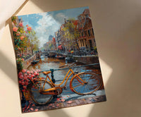 Amsterdam Canal Poster, Netherlands Decor - Vintage Bicycle