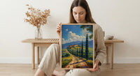 Tuscany Italy Poster, Rolling Hills Decor - Cypress Tree Art