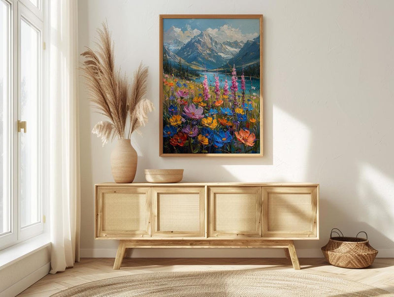 Swiss Alps Wall Art, Switzerland Nature - Wildflower Meadow Print