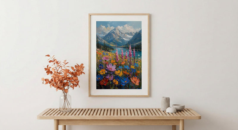 Swiss Alps Wall Art, Switzerland Nature - Wildflower Meadow Print