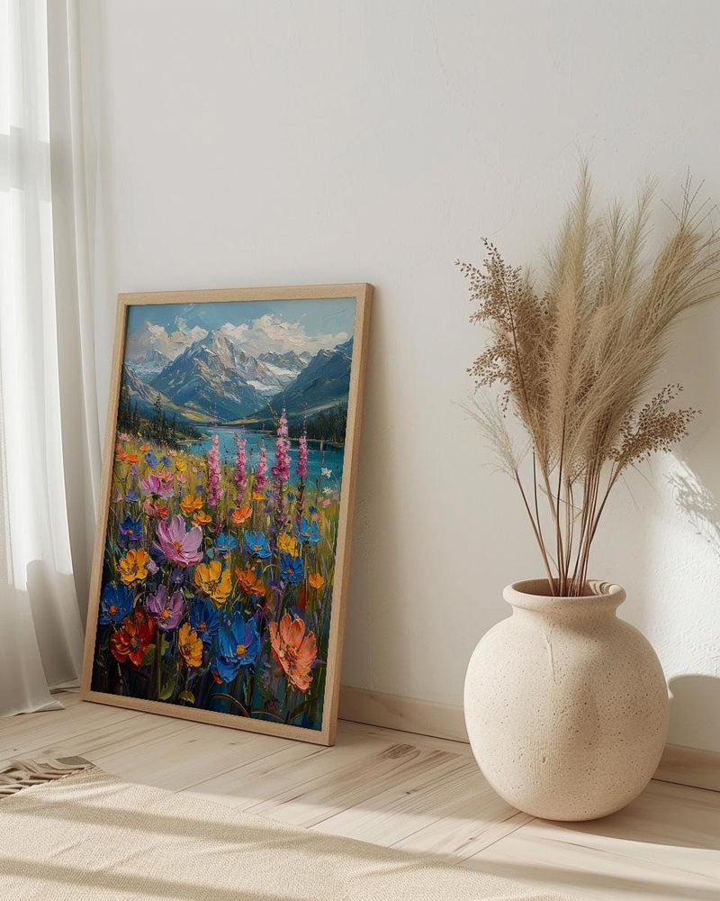 Swiss Alps Wall Art, Switzerland Nature - Wildflower Meadow Print
