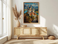 Bavarian Alps Poster, Germany Castle Decor - Neuschwanstein Art