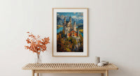 Bavarian Alps Poster, Germany Castle Decor - Neuschwanstein Art