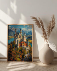 Bavarian Alps Poster, Germany Castle Decor - Neuschwanstein Art