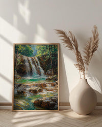 Plitvice Lakes Art, Croatia Nature Decor - Emerald Waterfall Print
