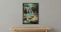 Plitvice Lakes Art, Croatia Nature Decor - Emerald Waterfall Print